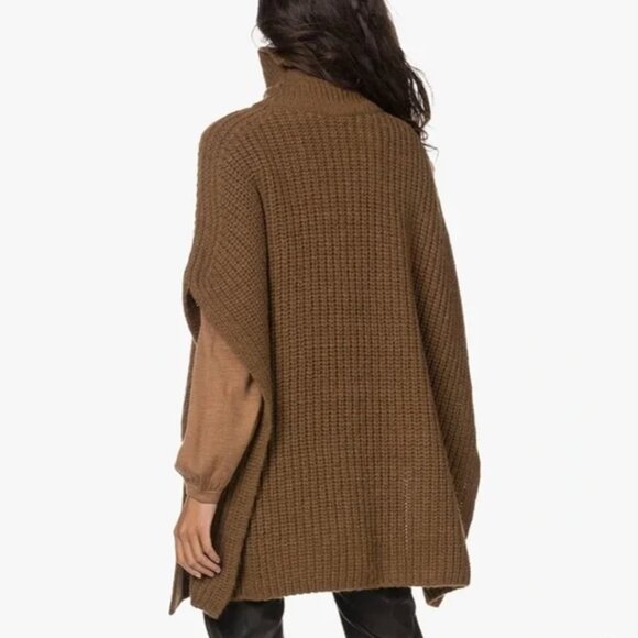Closed Baby Alpaca Blend Chunky Knit Poncho | Tawny Brown | XS - Picture 2 of 8